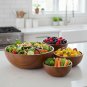 Anygleam Brown 3pcs Wooden Bowl Set Food Kitchen Tableware