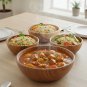 Anygleam Brown 3pcs Wooden Bowl Set Food Kitchen Tableware