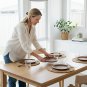 Anygleam Natural Brown 4pcs Wooden Plate Food Kitchen Tableware
