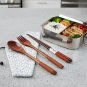 Anygleam 3pcs Orange White Pouch Set &acirc;�� Wooden Cutlery Travel Kit