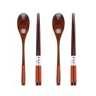 Anygleam Brown 4pcs Wooden Chopsticks and Long Ladle Set Reusable Kitchen Tableware Anygleam Brown 4pcs Wooden Chopsticks and Long Ladle Set Reusable Kitchen Tableware