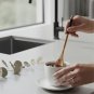 Anygleam Wooden Black 6pcs Wooden Tea Long Spoon Kitchen Tableware