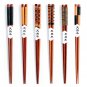 Anygleam Brown 6pairs Wooden Chopsticks Reusable Kitchen Tableware