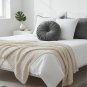 ANYHOUZ Round Pleated Velvet Pillow Soft Cushion Fill