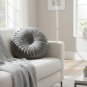 ANYHOUZ Round Pleated Velvet Pillow Soft Cushion Fill