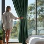 Anydrape 100cm Green Velvet Blackout Curtains for Living Room & Bedroom