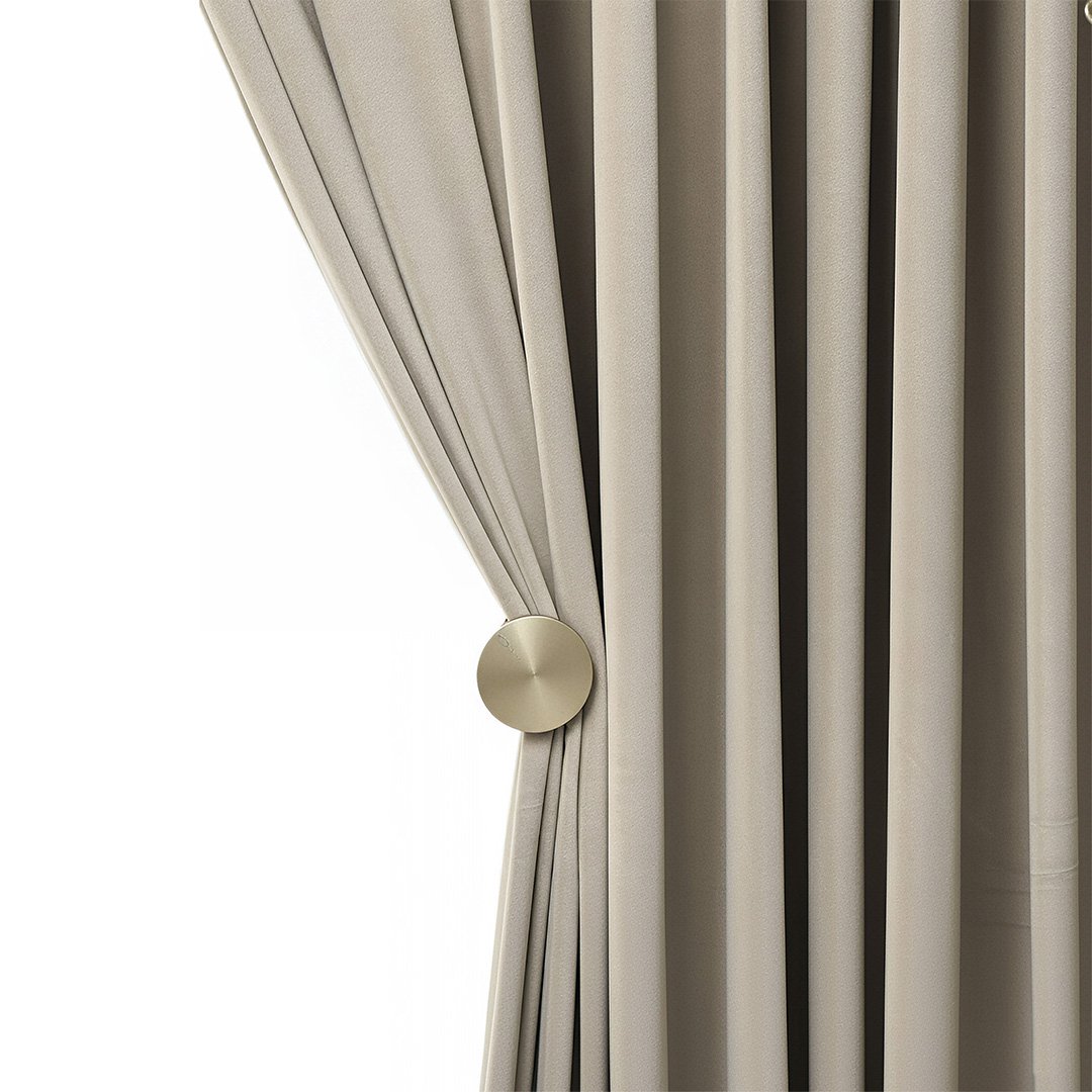 Anydrape 200cm Beige Velvet Blackout Curtains for Living Room & Bedroom