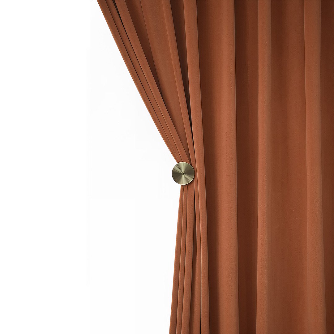Anydrape 100cm Orange Velvet Blackout Curtains for Living Room & Bedroom