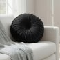 ANYHOUZ Round Pleated Velvet Pillow Soft Cushion Fill