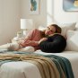 ANYHOUZ Round Pleated Velvet Pillow Soft Cushion Fill