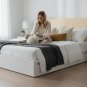 Anycozy Beige Zigzag Quilted Velvet Headboard Cover, 170x70cm