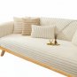 Anyseat Beige Rabbit Plush Quilted Sofa Cover, Super Soft Anti-Slip L-Shaped