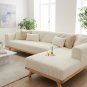 Anyseat Beige Rabbit Plush Quilted Sofa Cover, Super Soft Anti-Slip L-Shaped
