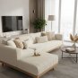Anyseat Beige Rabbit Plush Quilted Sofa Cover, Super Soft Anti-Slip L-Shaped