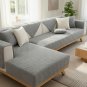 Anyseat Gray Rabbit Plush Quilted Sofa Cover, Super Soft Anti-Slip L-Shaped