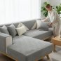 Anyseat Gray Rabbit Plush Quilted Sofa Cover, Super Soft Anti-Slip L-Shaped