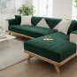 Anyseat Dark Green Rabbit Plush Quilted Sofa Cover, Super Soft Anti-Slip L-Shaped