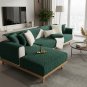 Anyseat Dark Green Rabbit Plush Quilted Sofa Cover, Super Soft Anti-Slip L-Shaped