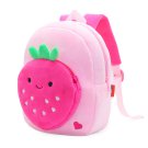 ANYKIDZ 3D Pink Strawberry Kids Backpack, Cute Cartoon Plush Bag for Boys & Girls