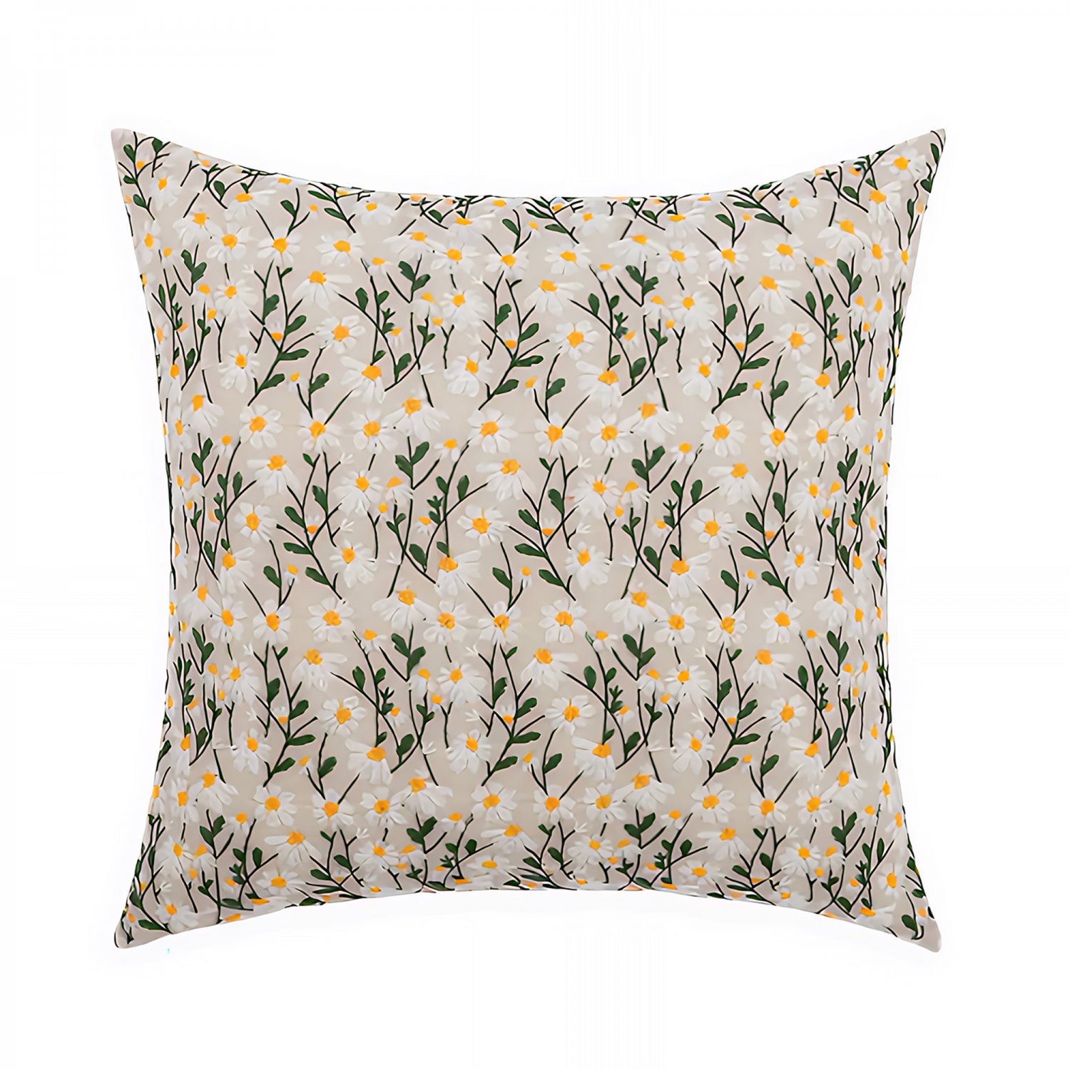 Anypillow Pillowcase Cream Daisy Embroidered Decorative Cushion Cover