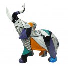 ANYDECO Medium Abstract Elephant Figurine, Geometric Graffiti Nordic Resin Decor