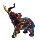 ANYDECO Figurine Medium Balanced Neon Streak Graffiti Elephant Sculpture Nordic Resin Statue Decor