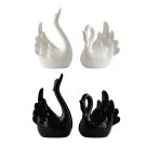 ANYDECO Figurine Set 2PC Nordic Ceramic Mini Swan Couple Statue Table Ornaments