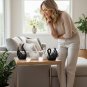 ANYDECO Figurine Set 2PC Nordic Ceramic Mini Swan Couple Statue Table Ornaments