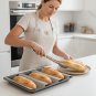 ANYGLEAM Baking Tray 3 Loaf Non Stick Perforated Oven Pastry Pan Molder With Hole