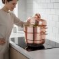 Anygleam Rose Gold 3-Layer Stainless Steel Food Steamer, Universal for Gas & Induction