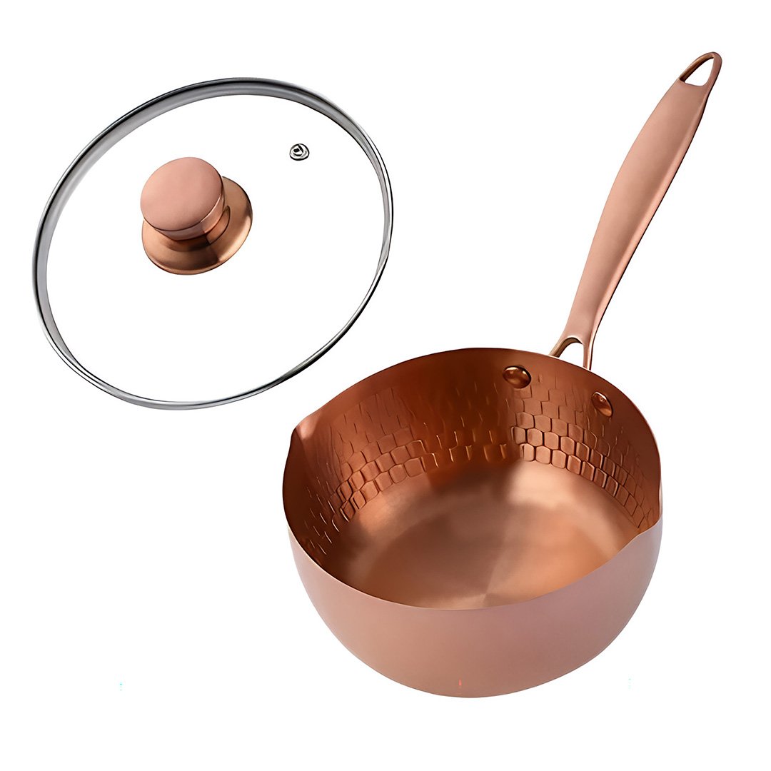 Anygleam Rose Gold Non-Stick Stainless Steel Stock Pot with Lid, Universal Cooker