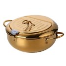 Anygleam Gold Stainless Steel Frying Pan with Thermometer, Tempura & Fried Cooking Tool Anygleam Gold Stainless Steel Frying Pan with Thermometer, Tempura & Fried Cooking Tool