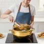 Anygleam Gold Stainless Steel Frying Pan with Thermometer, Tempura & Fried Cooking Tool