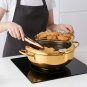 Anygleam Gold Stainless Steel Frying Pan with Thermometer, Tempura & Fried Cooking Tool