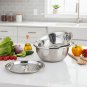 Anygleam Stainless Steel Strainer Bowl with Vegetable Cutter & Slicer, Silver