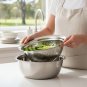 Anygleam Stainless Steel Strainer Bowl with Vegetable Cutter & Slicer, Silver