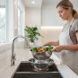 Anygleam Stainless Steel Strainer Bowl with Vegetable Cutter & Slicer, Silver
