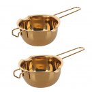 Anygleam 2Pcs Gold Chocolate Melting Pots, Milk Heating Bowls Kitchen Tool