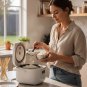 Anygleam Silver 5Pcs Big Stainless Steel Rice Bowl Single Anti-Scalding Layer Cooking Utensil