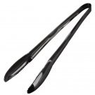 Anygleam 2Pcs Black Stainless Steel Tongs, Tableware for Salad, BBQ & Grill