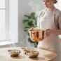 Anygleam 1000ML Rose Gold Oil Separator Pot, Stainless Steel Gravy & Fat Strainer