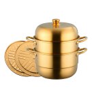 Anygleam Gold 3-Layer Stainless Steel Food Steamer, Universal for Gas & Induction Anygleam Gold 3-Layer Stainless Steel Food Steamer, Universal for Gas & Induction