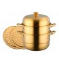 Anygleam Gold 3-Layer Stainless Steel Food Steamer, Universal for Gas & Induction