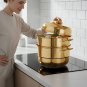 Anygleam Gold 3-Layer Stainless Steel Food Steamer, Universal for Gas & Induction