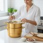 Anygleam Gold 3-Layer Stainless Steel Food Steamer, Universal for Gas & Induction