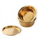 Anygleam Gold Stainless Steel Strainer Bowl with Vegetable Cutter/Slicer, Kitchenware