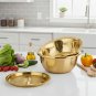 Anygleam Gold Stainless Steel Strainer Bowl with Vegetable Cutter/Slicer, Kitchenware