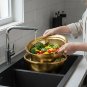 Anygleam Gold Stainless Steel Strainer Bowl with Vegetable Cutter/Slicer, Kitchenware
