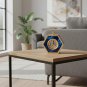 ANYHOUZ 23cm Hexagon Gold Desk Clock with Deer Head, Modern Tabletop Home Decor