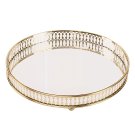 ANYHOUZ 31.5cm Gold Round Glass Mirror Tray with Handle, Vanity & Jewelry Organizer ANYHOUZ 31.5cm Gold Round Glass Mirror Tray with Handle, Vanity & Jewelry Organizer